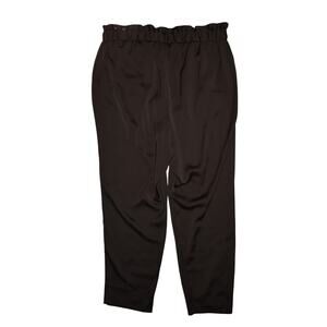 LANE BRYANT $79 Black Woven Pleated Paperbag Waist Tapered Leg Pant Size 16